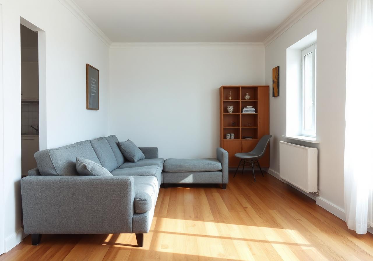 Stue med gammel sofa